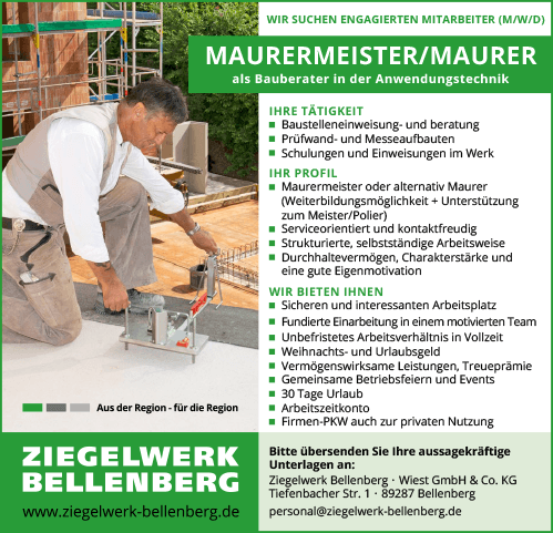 Maurermeister/Maurer als Bauberater in der Anwendungstechnik